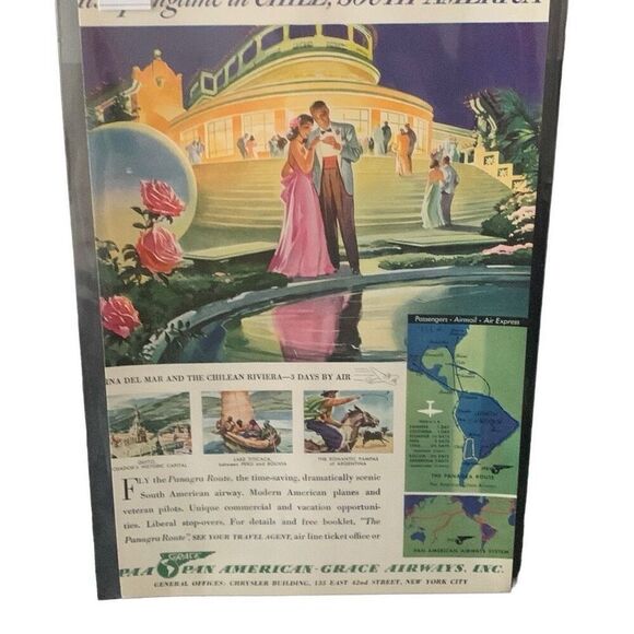Vintage 1940 Pan American Grace Airways Springtime in Chile Ad Advertisement - Picture 3 of 4
